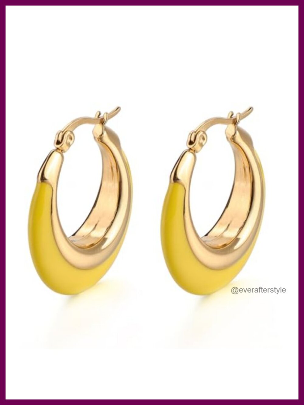 Chunky Enamel Hoop Earrings 18K Gold Plated Stainless Steel Huggie Earrings